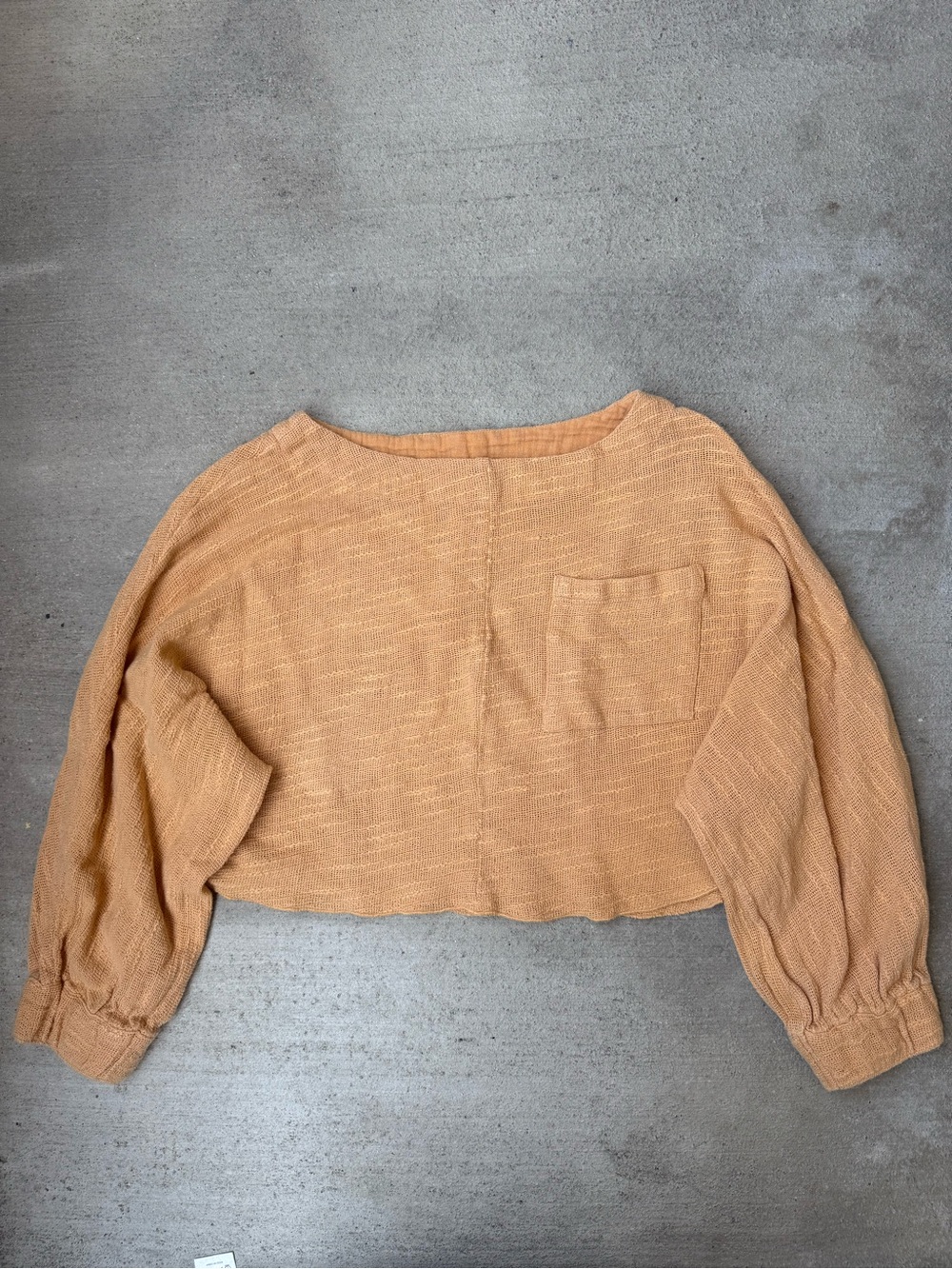 Free People Peach Cropped Boatneck Top
